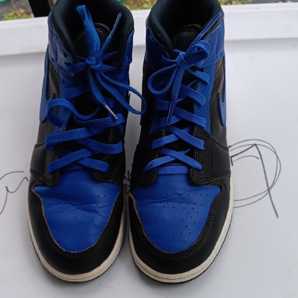 Youth Black and Blue High-Top Sneakers